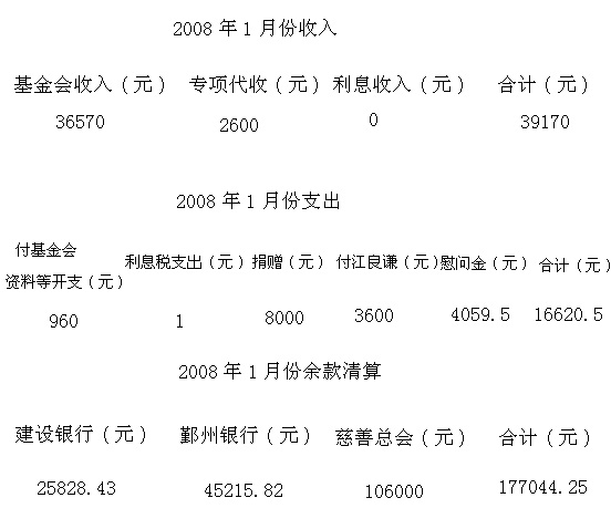 2008��1�·���֧�������嵥