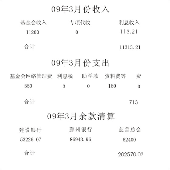 2009��3�·���֧�������嵥